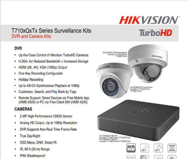 Neuf: 4 caméras Hikvision HD avec enregistreur 1 téraoctet dans Appareils électroniques  à Drummondville - Image 2
