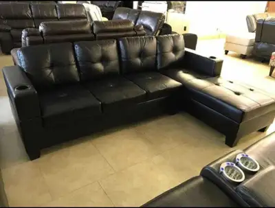 Black Leather Sectional, View more