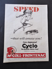 1931 Red Indian Ad McCool-Frontenac Cyclo Motor Fuel