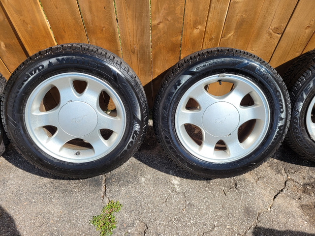 Ford mustang rims with 205 60 15 Goodyear winter tires.  in Tires & Rims in Cambridge - Image 3