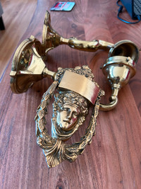 Solid brass vintage wall sconces and door knocker
