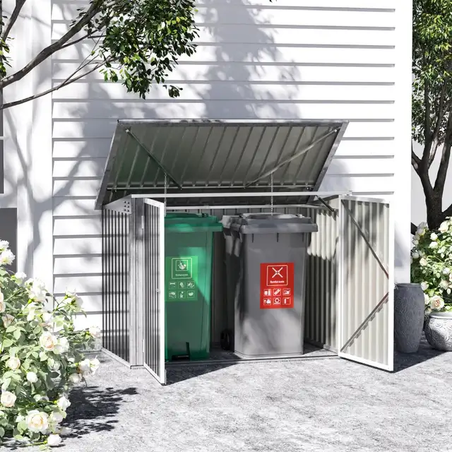 Outdoor Trash Can Shed with Double Door and Vents Outdoor Garden in Outdoor Tools & Storage in Markham / York Region - Image 7