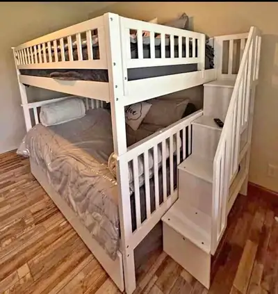 Stylish Kids Bunk Bed with Staircase & Solid Wood Frame, View more