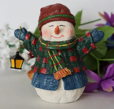 Christmas snowman figurine, View more