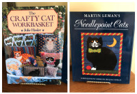 2 Needlework Books The Crafty Cat Workbasket & Needlepoint Cats