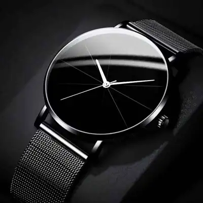 Minimalist Black Mesh Strap Watch, View more