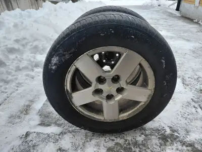 Two all season tires, size 215/65R16. I used them for my Chevrolet Equinox, Selling at $30 for both.