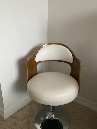 White Swivel Chair with Wooden Trim, View more