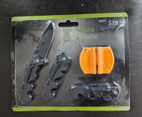 New- 3 tactical knives and sharpening tool
