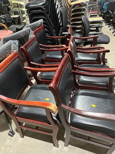 Dining room / Restaurant chair with arms. Vinyl padded seat and back. Senior chairs, Used but in goo...