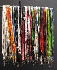 Flat Fabric Lanyards with Attachments for Work IDs or Functions