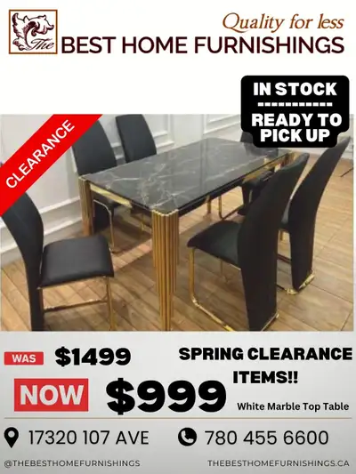 SUPER DEALS: Black Marble & Gold 5-Piece Dining Set, View more