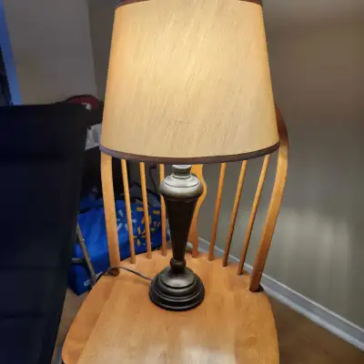 2 Table Lamps with Brown Base and Beige Shade, View more