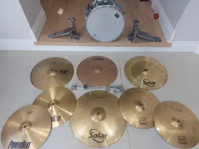 Drum stuff.Each item $50.Drum,cymbals,hi hats,kick pedals,other, View more