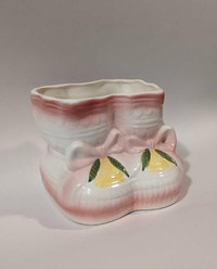 Ceramic baby booties vase jar planter nursery baby shower gift