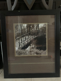 Large Lovely Picture In Glass And Wood Frame