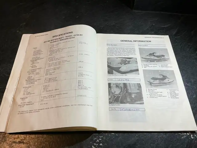 1995 Kawasaki Super Sport Xi Jet Ski Owner's Manual JH750-B3 in Non-fiction in Parksville / Qualicum Beach - Image 4