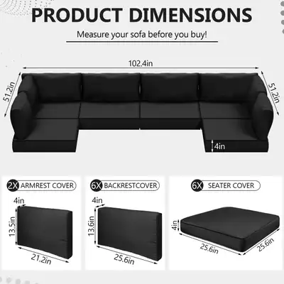 14 Piece 4 Inch Outdoor Furniture Replacement Waterproof Cushions Black Just in and packed in 3 boxe...