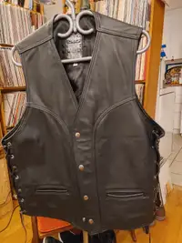Veste moto cuir 80s Madana Leather Motorcycle Vest Size Large