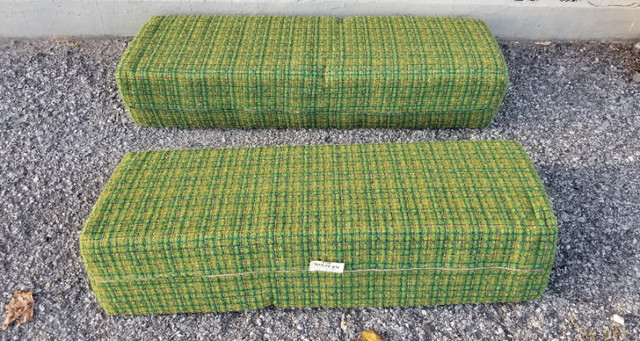 Green Danish wedge sofa back support cushions pair mcm c1970s in Bedding in Ottawa - Image 2