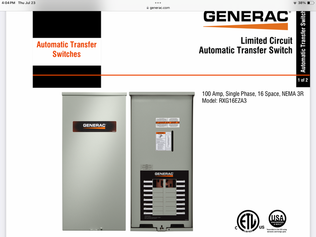 Generac 100 amp automatic transfer switch in General Electronics in Belleville - Image 7