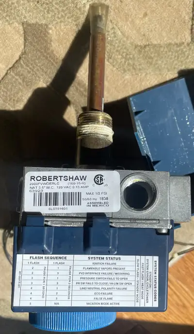 Robertshaw GSW63923 gas valve 100092653 2000FVWDERLC WDER2000FV, View more
