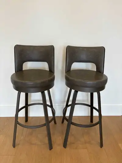 Grey Leather Bar Stools x 2 , View more