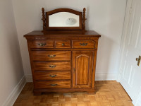 Solid wood dresser with mirror