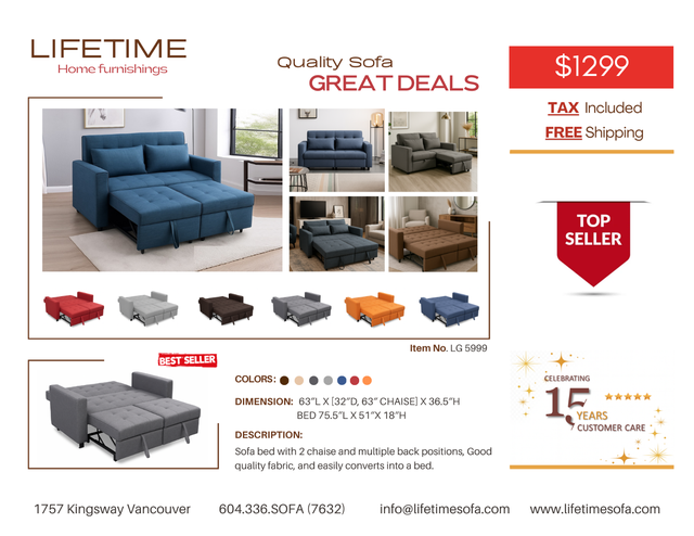 STYLISH SOFA -Sofa bed with storage and adjustable armrest in Couches & Futons in Vancouver - Image 11