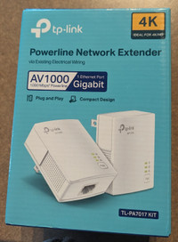 TP-LINK AV1000 gigabit powerline network extender as new 