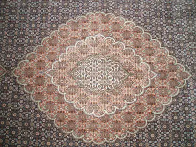 FINE SILK AND WOOL ( KORK ) PERSIAN RUG, View more