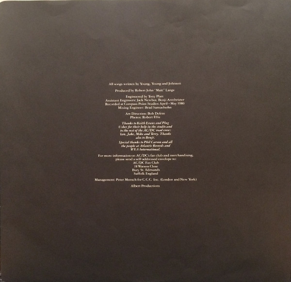 Back in Black 1980 7th LP record album by AC/DC vinyl in CDs, DVDs & Blu-ray in Markham / York Region - Image 4