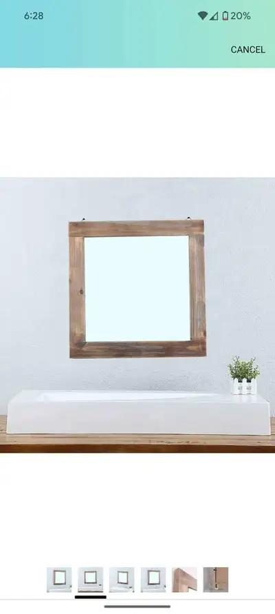 MBQQ Rustic Flat Wood Frame Hanging Wall Mirror Decorative Bathroom Mirrors for Wall Vanity Mirror M...