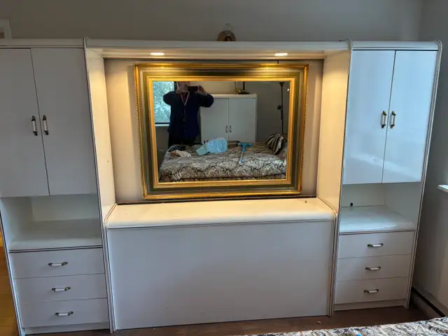 Queen Bookcase Headboard + Wardrobe in Dressers & Wardrobes in St. Catharines - Image 2
