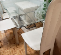 Dinning Glass Table with Six Chairs