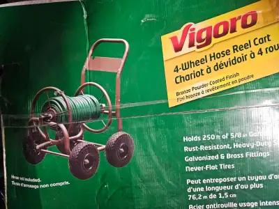 Keep your garden hose organized with this new Vigoro 4-Wheel Hose Reel Cart, designed to hold up to...