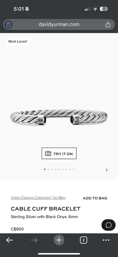 David Yurman Cable Cuff Bracelet with Black Onyx, View more