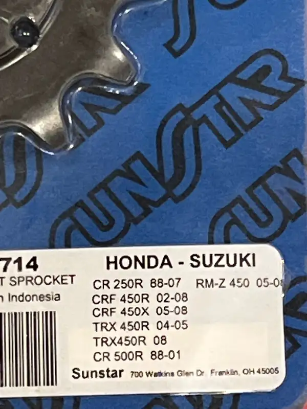 Honda CR250 CRF450 CR500 Front Gear Sprocket Suzuki RMZ450 34714 in Other in Barrie - Image 5