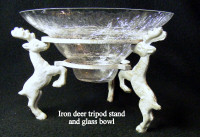 Vintage Cast iron tripod deer stand for glass bowl