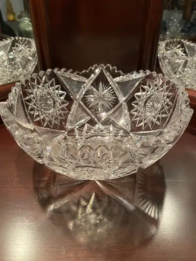 Antique Crystal Bowl American Brilliant Cut Glass Period, View more