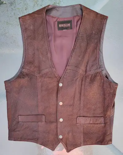 Vintage Men’s Brown Leather Vest, Medium, View more