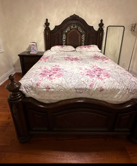 Queen bed solid wood with mattresses