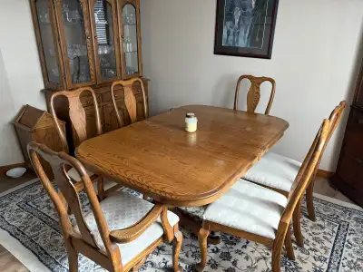 Solid Oak Dining Table plus 6 matching chairs, View more