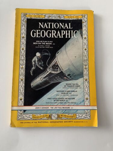 National Geographic 1964 No 3 March Kennedy Tribute To the Moon in Magazines in City of Halifax