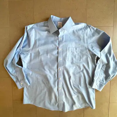 Brooks Brothers Mens Regent Cotton Shirt-Blue/white-17.5-34 (XL), View more