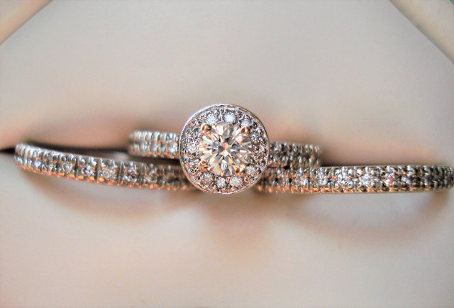 Beautiful Wedding .76 carat Diamond 14k White Gold 3 piece set in Jewellery & Watches in Delta/Surrey/Langley - Image 4