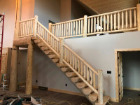Log stairs and railing