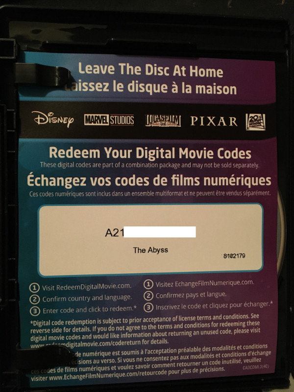 Digital Copy Codes for The Abyss, Aliens & True Lies in CDs, DVDs & Blu-ray in Calgary