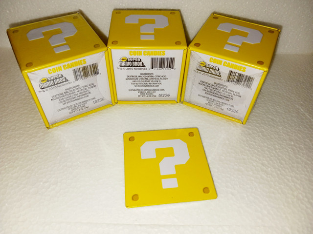 3 SUPER MARIO BROS yellow 2" Tin cube COIN CANDIES Nintendo 2010 in Older Generation in Oakville / Halton Region - Image 4