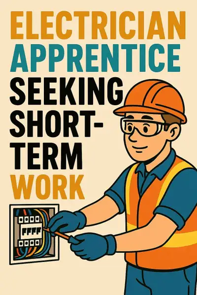I am looking for short term work as a electrician apprentice, and or including labourer type work. I...